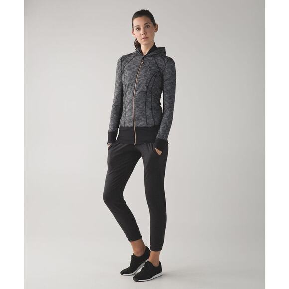 Lululemon Daily Practice Jacket Coco Pique Black White Rose Gold Zipper Size 8 - Picture 14 of 14